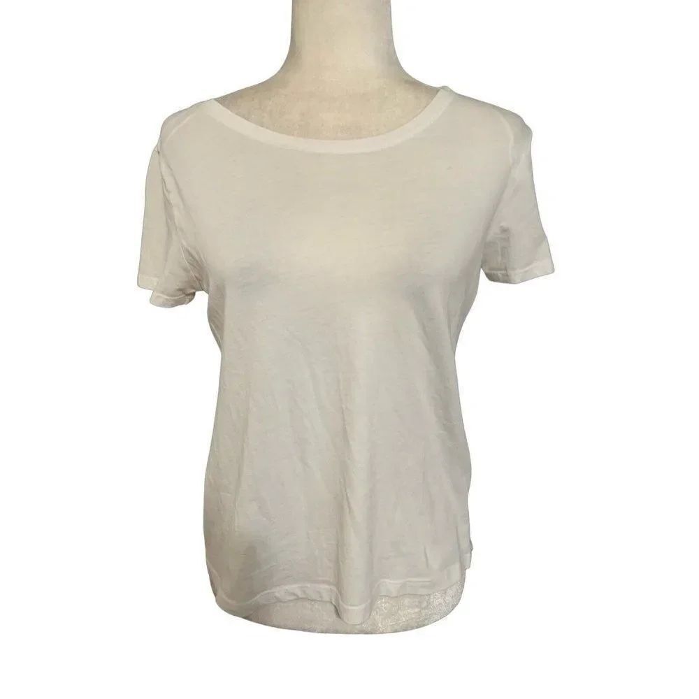 Zara WB Womens Solid White Crew Neck Short Sleeve Top T Shirt Small
